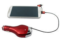 Hochleistungs-Handy-Auto-Ladegerät Doppelmikro-einziehbares Kabel USBs